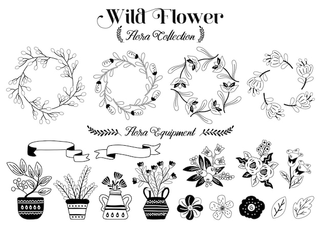 Vector floral wreath objects illustration vector for banner, poster, flyer