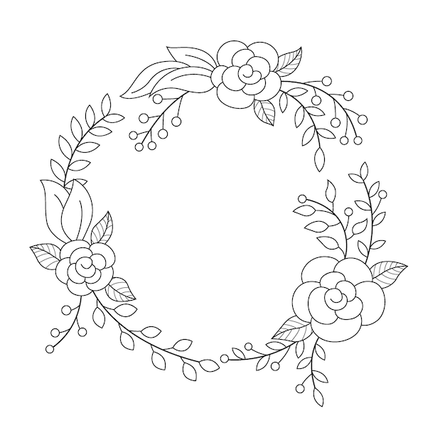 Floral wreath in round frame