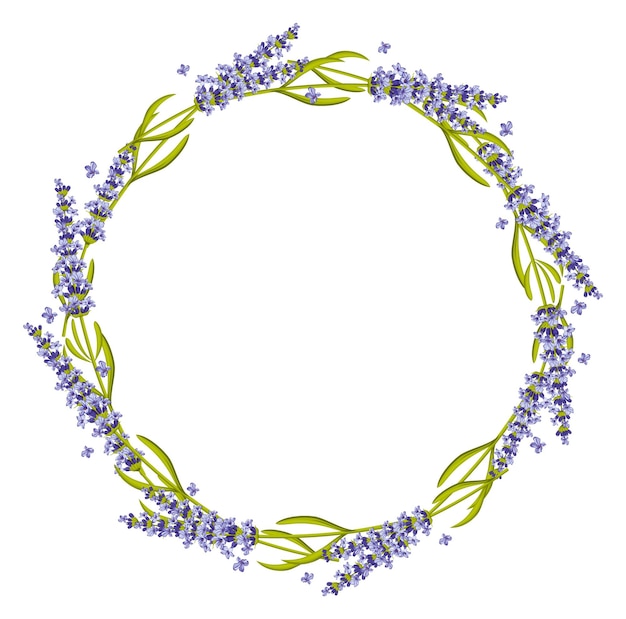 Floral wreath Round lavender frame Decorative botany