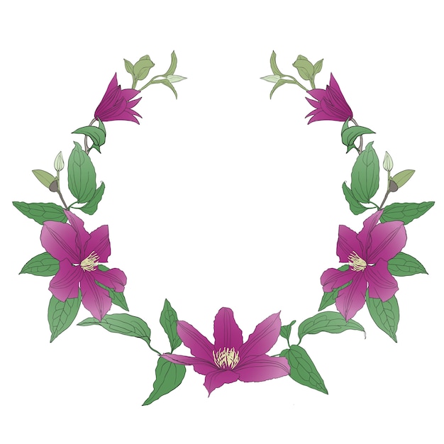 Floral wreath with Clematis Flowers.