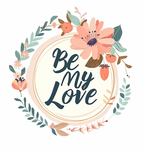 Vector a floral wreath with the words be my love