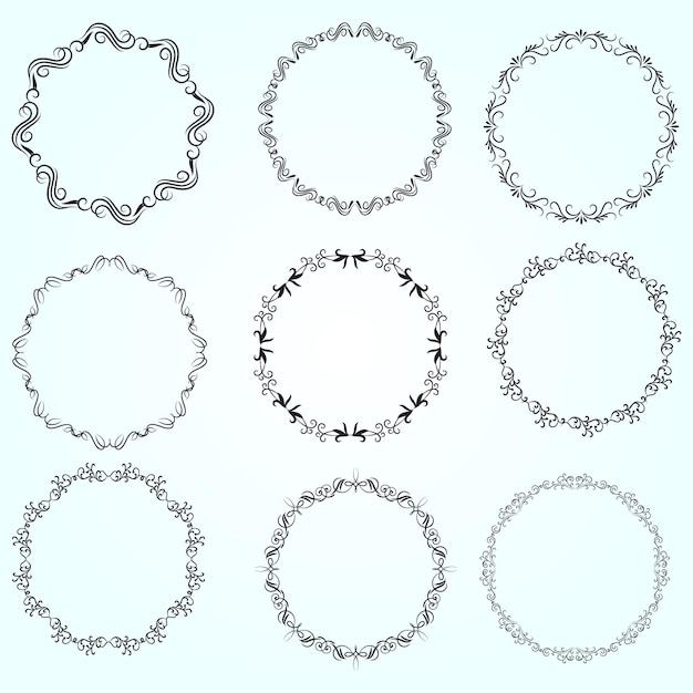 Floral wreaths big set of floral round frames vector illustration