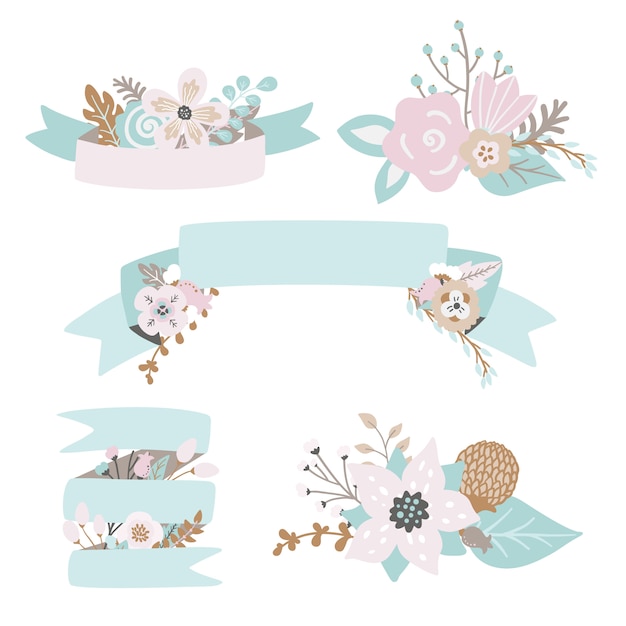 Floral wreaths and ribbons