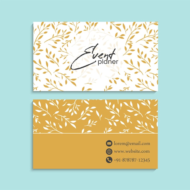 Floral yellow business cards template