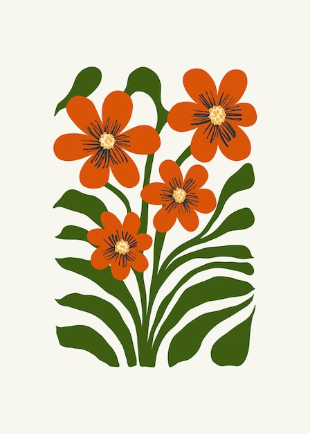 Vector florale abstracte elementen botanische compositie moderne trendy matisse minimale stijl bloemelijke poster