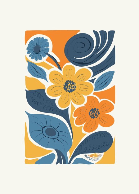 Florale abstracte elementen Botanische compositie Moderne trendy Matisse minimale stijl Bloemelijke poster