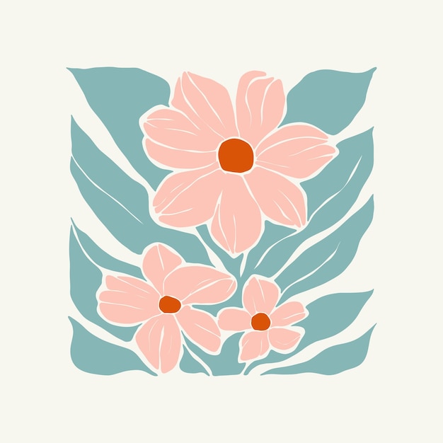 Florale abstracte elementen Botanische compositie Moderne trendy Matisse minimale stijl Bloemelijke poster