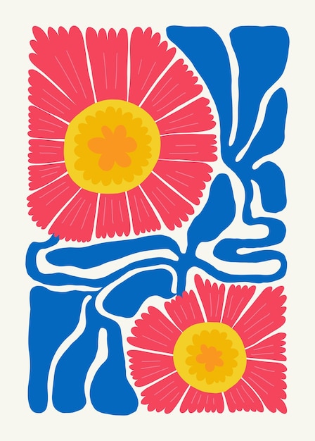 Vector florale abstracte elementen botanische compositie moderne trendy matisse minimale stijl