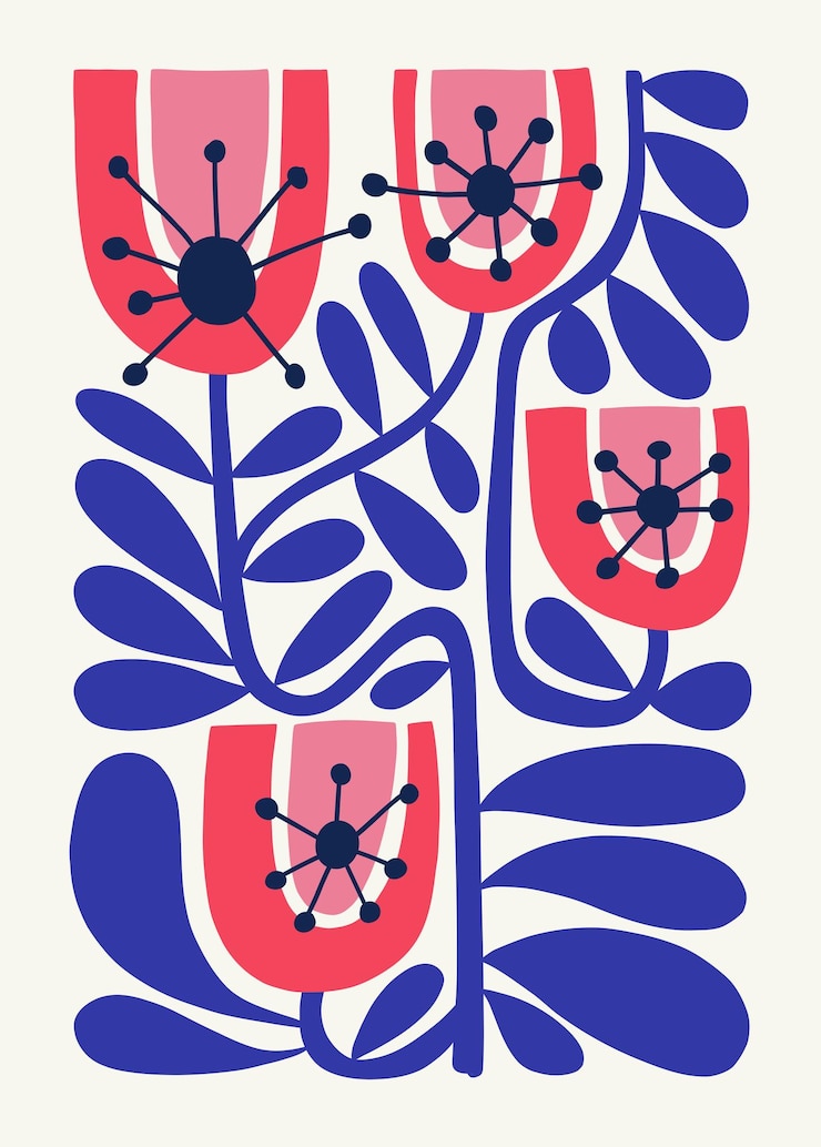 Vector florale abstracte elementen botanische compositie moderne trendy matisse minimale stijl