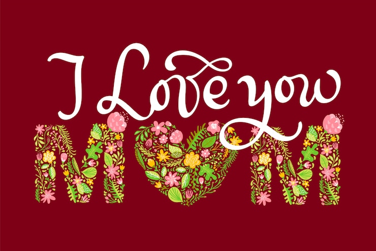 Vector florale zomertekst i love you mom