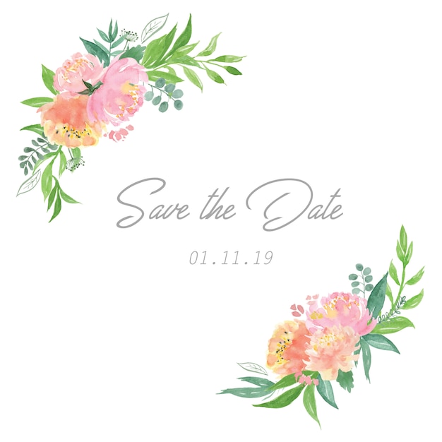 Vector florals bruiloft uitnodigingskaart