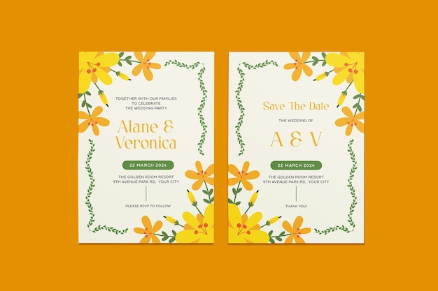 Vector florange wedding invitation template