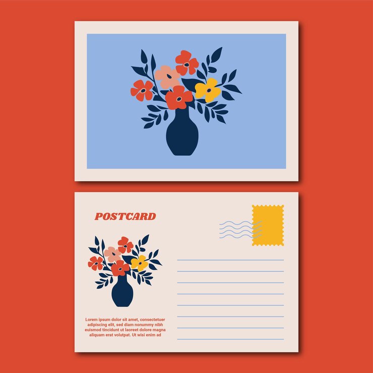 Floreele botanische postkaartillustratie