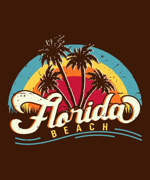 Florida beach summer retro t shirt design