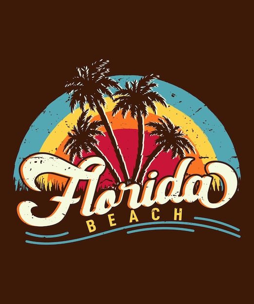 Florida Beach Zomer Retro T-shirtontwerp