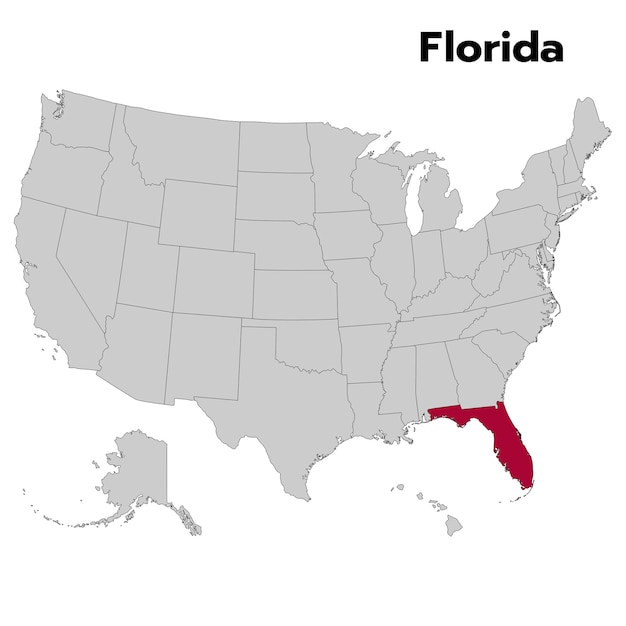 Vector florida map with outline color flag