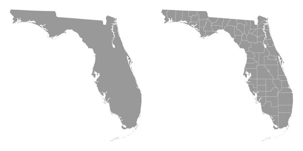 Vector florida state gray maps vector illustration