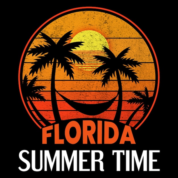 Florida Summer Time retro vintage t-shirt design