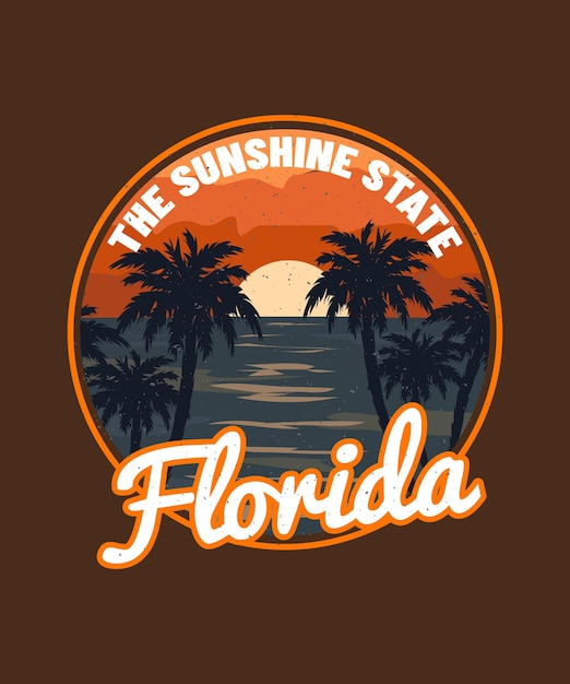 Florida sunshine state sunset beach t-shirt design