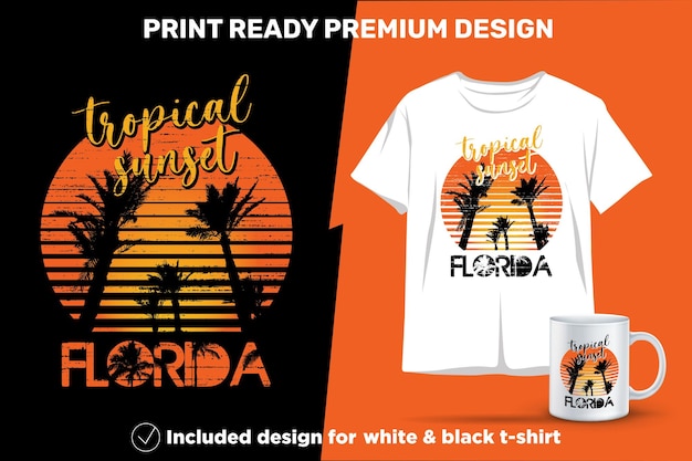 Design a sublimazione pronto per la stampa del tramonto tropicale della florida per camicie, tazze, decorazioni in vinile o qualsiasi supporto