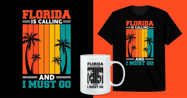 플로리다 빈티지 티셔츠와 커피 머그 디자인