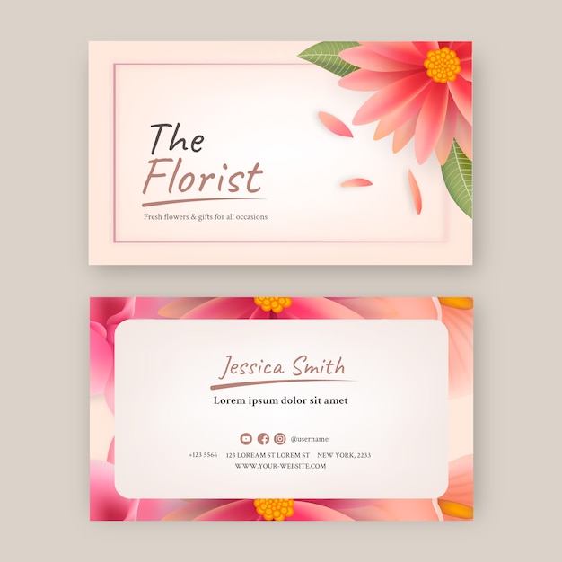Дизайн шаблона визитной карточки флориста