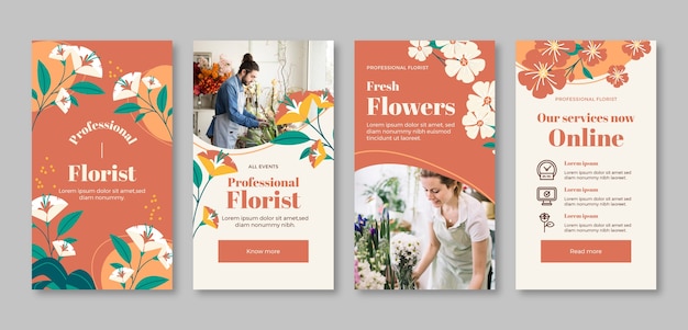 Vector florist instagram stories collection