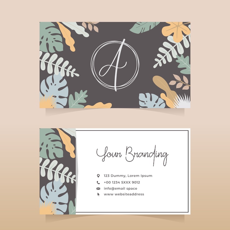 Vector florist natural business card design with pastel color design