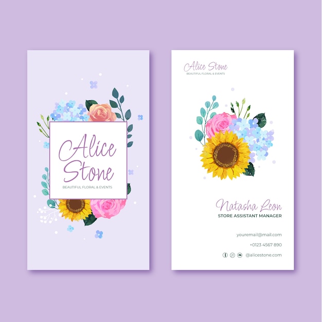 Florist vertical business card template