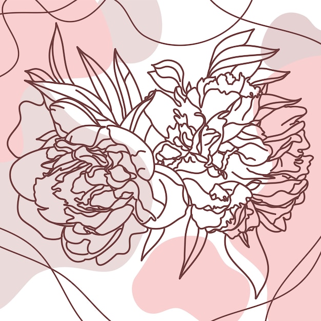 Floristic linear Illustration in neutral colors