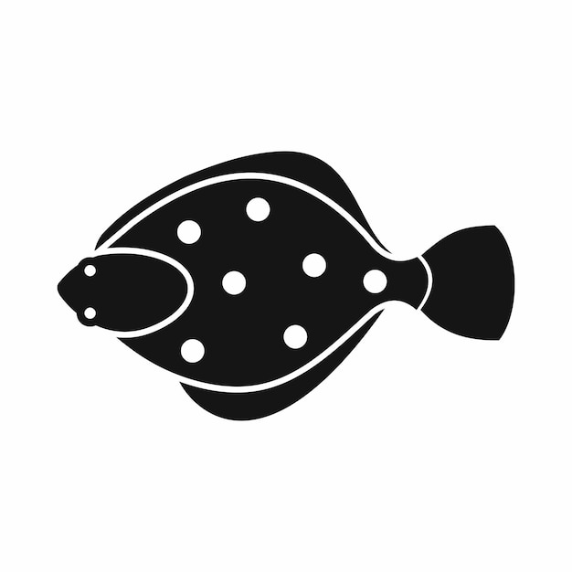 Vector flounder fish icon in simple style isolated vector illustration