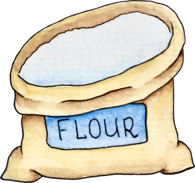 Vector flour bag watercolor vector