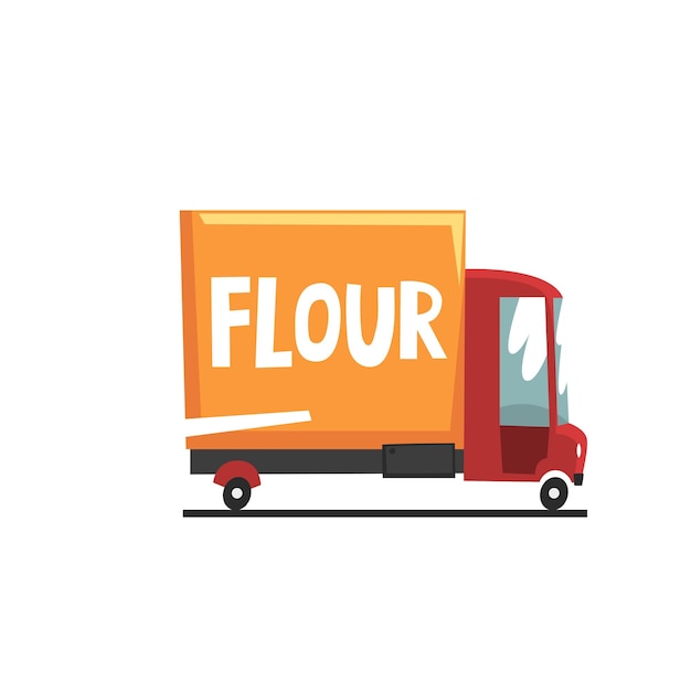 Flour delivery service truck vector Illustration isolated on a white background