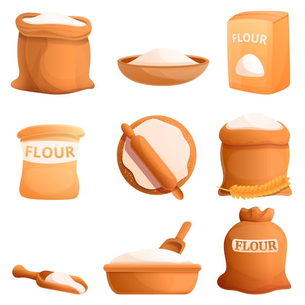 Flour icons set
