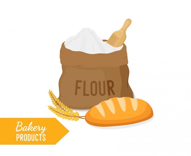 Set Line Bag of Flour, Wheelbarrow with Dirt, Banner, Label, Tag, Logo for  Eco and Chicken Egg Icon. Vector Stock Illustration - Illustration of  bakery, tool: 290437615