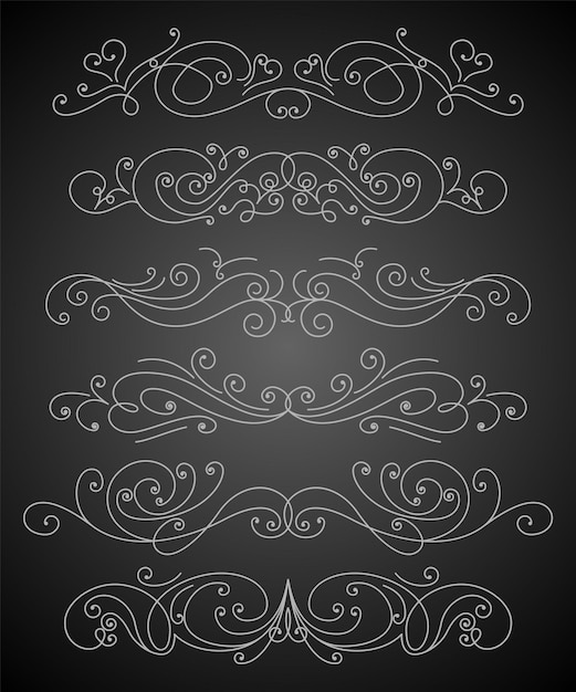 Flourish calligraphic design elements set page decoration symbols to embellish your layout linear collection of vintage swirls