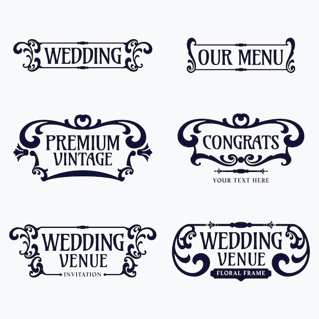 Vector flourish frames for wedding label, banner, logo, emblem, menu, sticker and other design