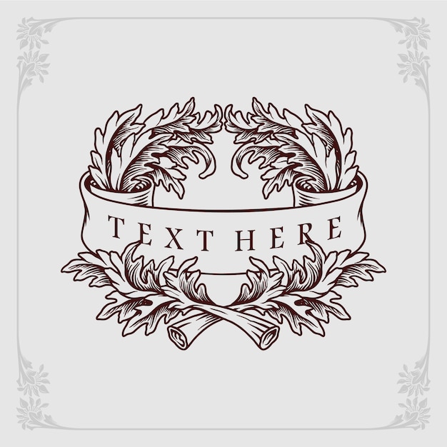 Flourish label banner engraving