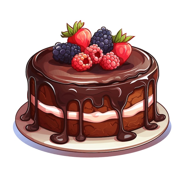 Flourless chocolate cake vector clipart white background