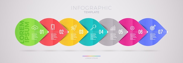 Diagramma di flusso progettazione del modello di infografica con icone di affari