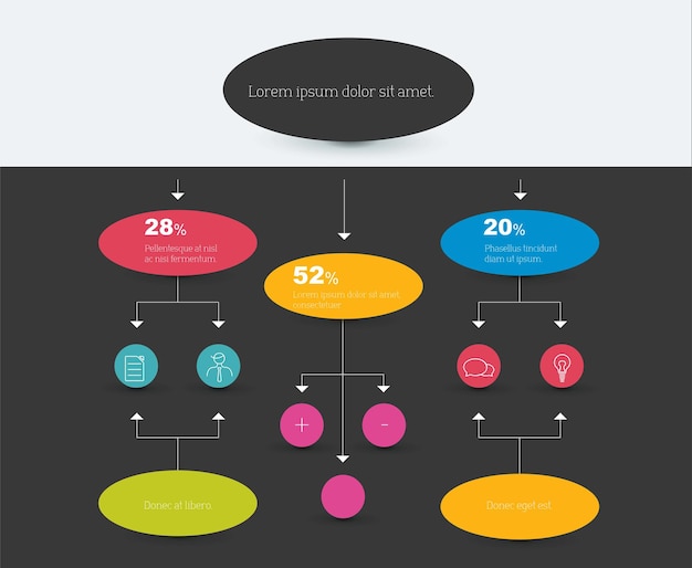 Schema del diagramma di flusso elementi di infografica disegno vettoriale