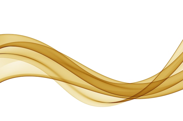 flow of golden abstract wave on a white background