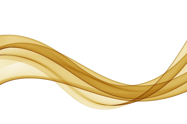 Flow of golden abstract wave on a white background