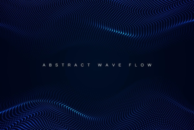 The flow is wavy of luminous particles Abstract technology or science banner Cyber space background