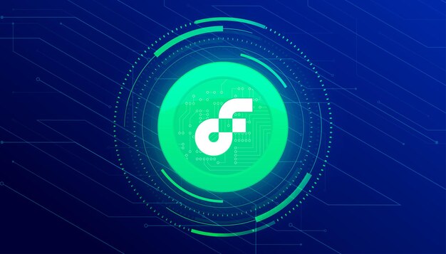 FLOW muntbanner. FLOW munt cryptocurrency concept banner achtergrond.