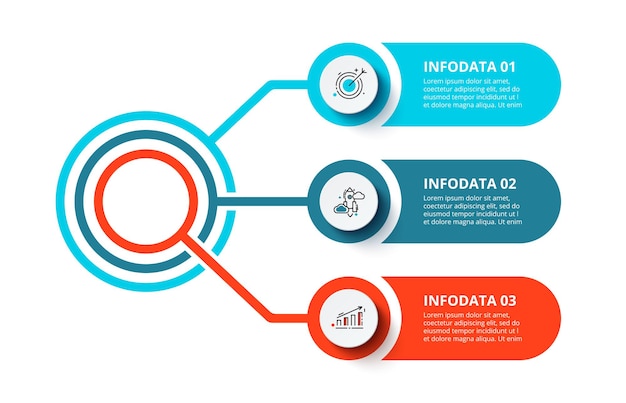 Блок-схема с 3 шагами, вариантами, частями или процессами. креативная концепция для инфографики.