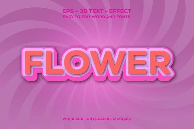 Vettore effetto di testo 3d a fiore