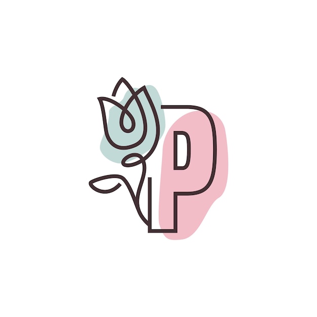 Vector flower alphabet p logo