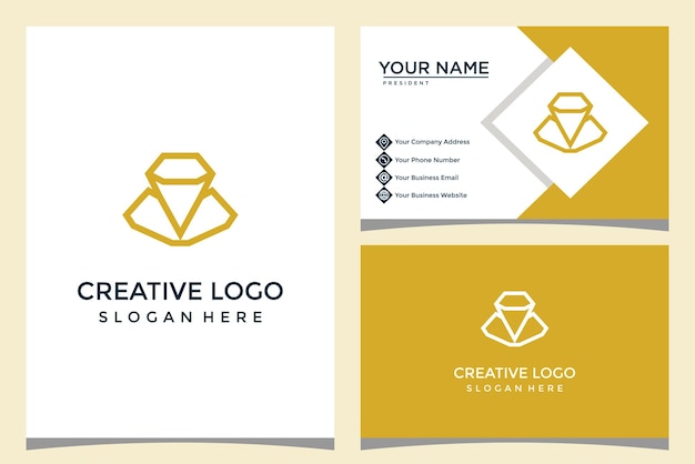 Вектор Шаблон логотипа с цветами и бриллиантами с дизайном визитной карточки