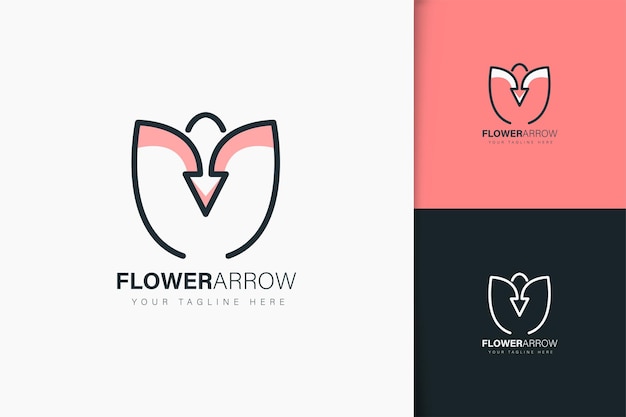 Fiore freccia logo design stile lineare